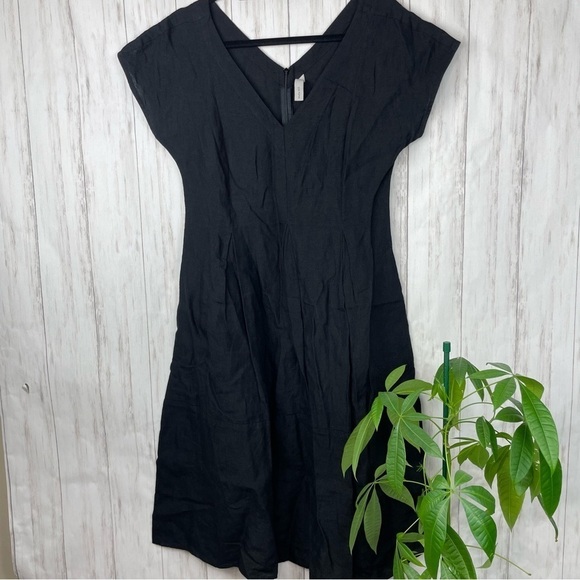 Studio 412 100% linen LBD little black dress with pockets Small - Picture 2 of 6